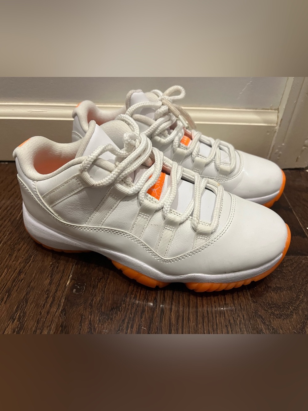 Jordan Kids White Sneakers with Orange Soles